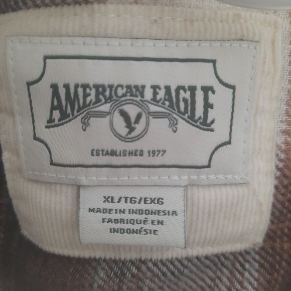 American Eagle Outfitters Plaid Shirt in Cream and Brown - Picture 6 of 7